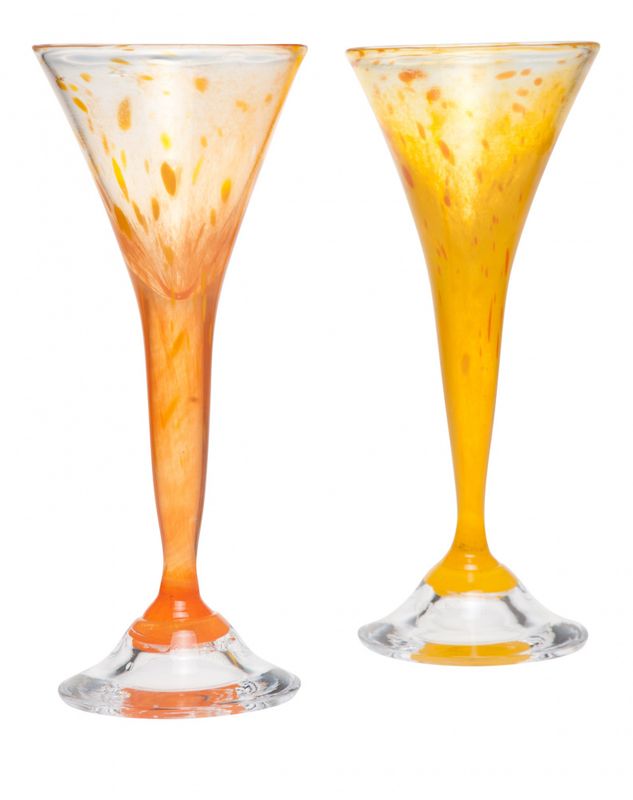 Drammeglass - gul og orange