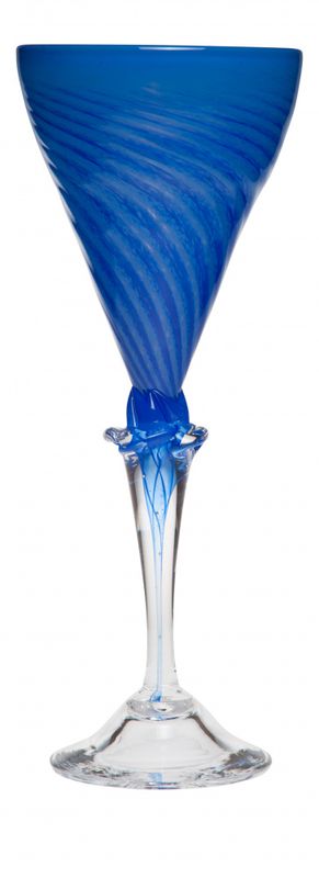 Kunstglass - Anemone blå stor 
