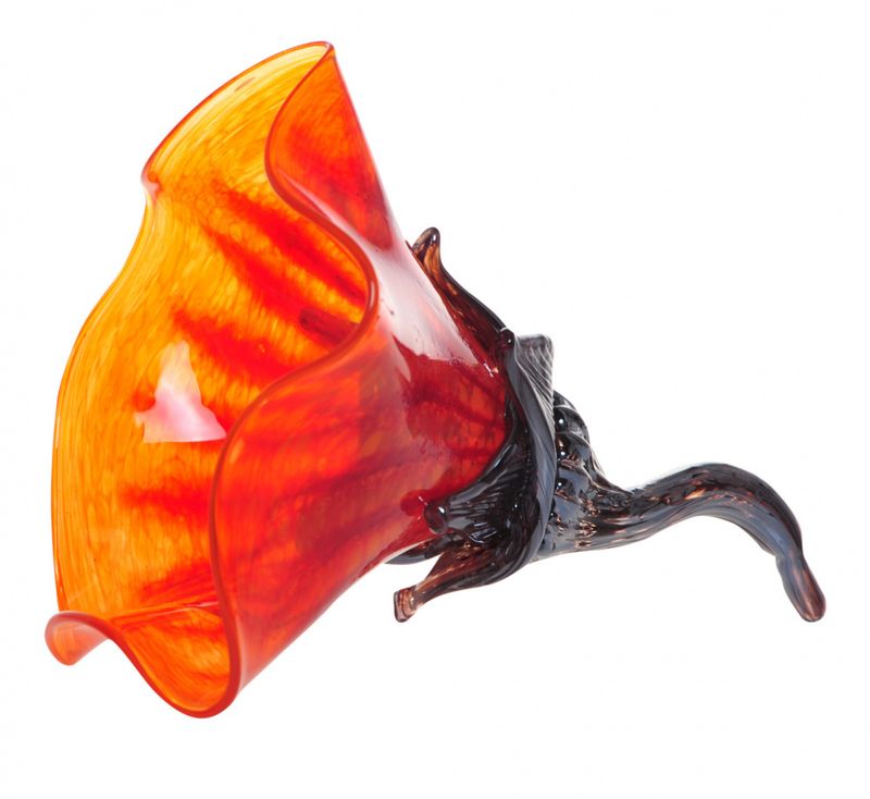 Glass skulptur - Dekor blomst rød