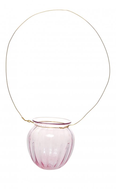 Kunstglass - Perlemor lykt rosa