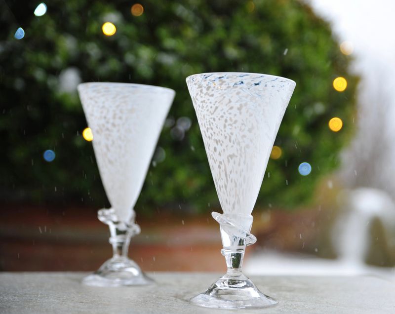 Kunstglass 2 stk hvit årstid