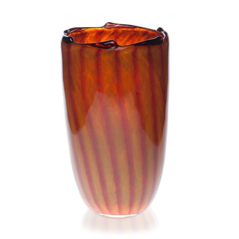 Kunstglass - vase rustrød