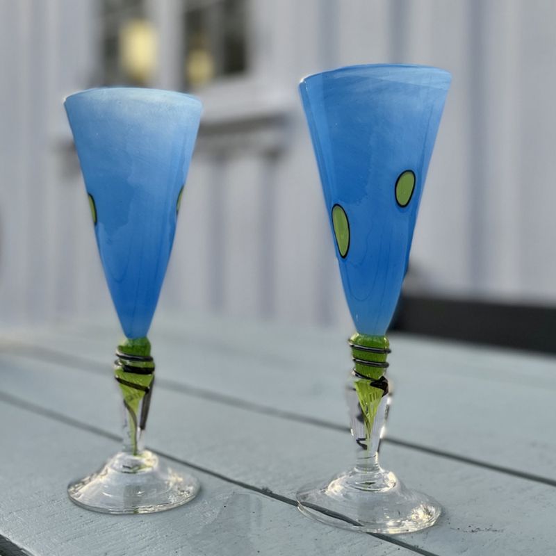 Kunstglass Cirkus 2 blå