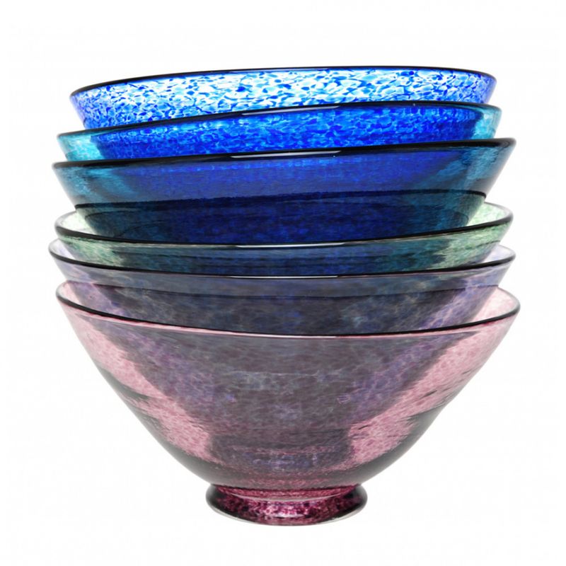 Kunstglass - Lilje skål medium blå