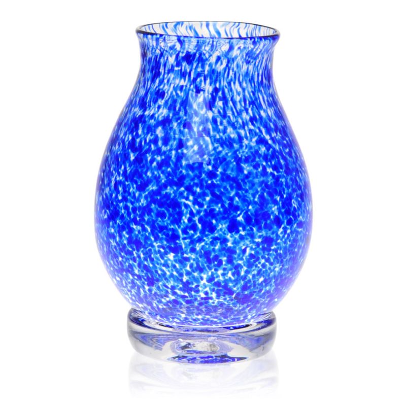 Kunstglass - Vase i serien Lilje mørk blå 
