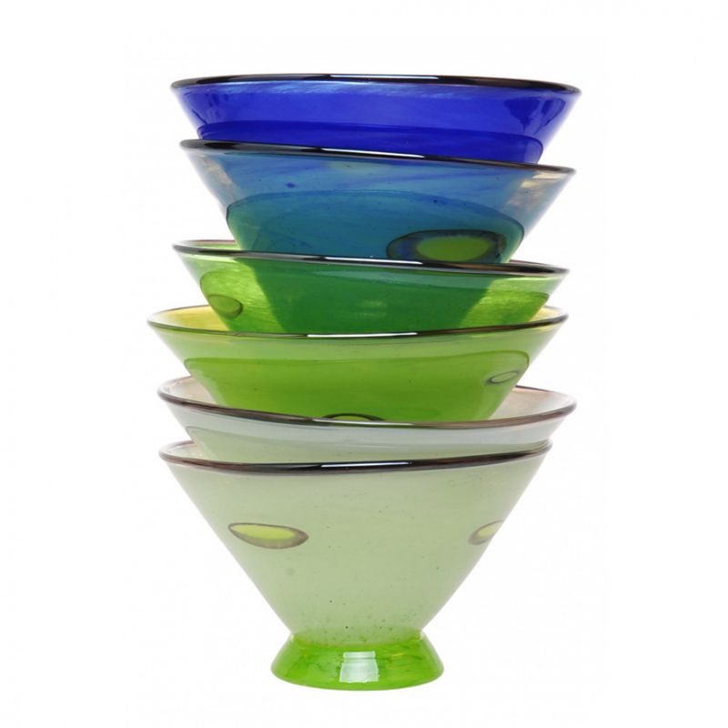 Kunstglass cirkus skål lyseblå liten
