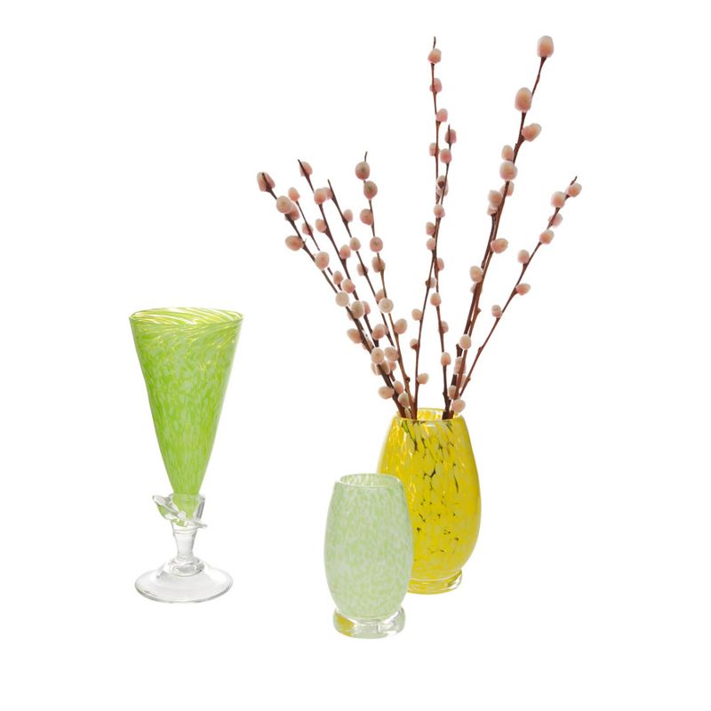 Årstidvase liten, lysgrønn og hvit